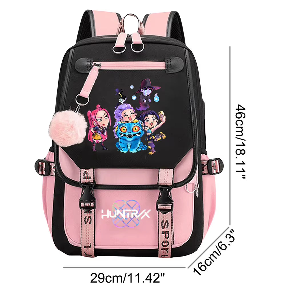 Demon Hunters K-pop ryggsäck – kawaii school bag animeinspirerad design och plats för allt du behöver till skolan!