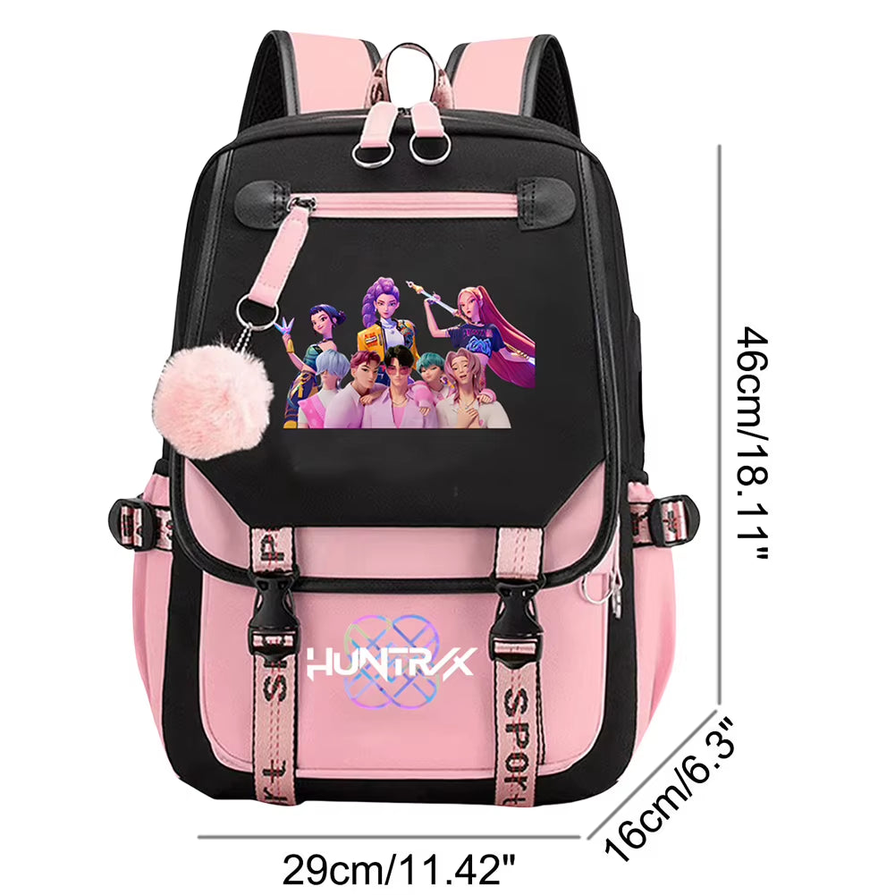 Demon Hunters K-pop ryggsäck – kawaii school bag animeinspirerad design och plats för allt du behöver till skolan!