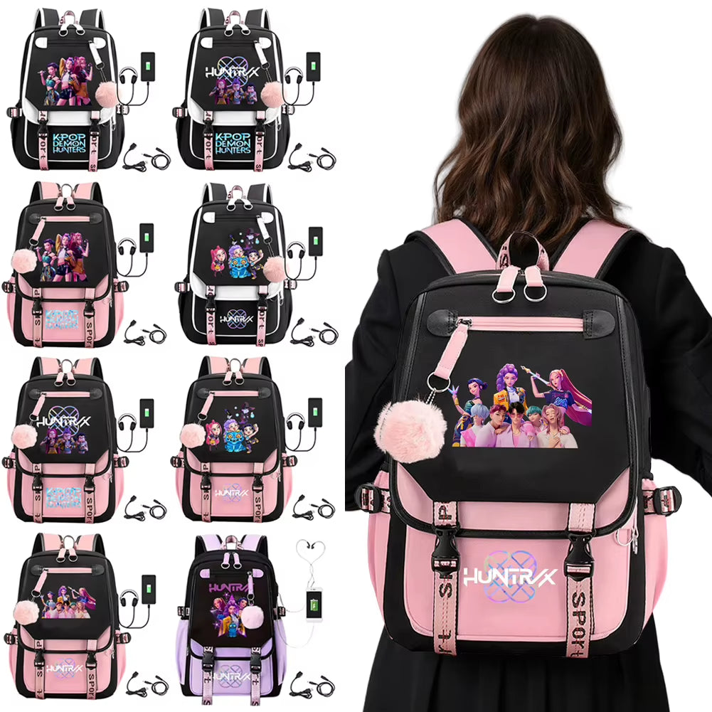 Demon Hunters K-pop ryggsäck – kawaii school bag animeinspirerad design och plats för allt du behöver till skolan!